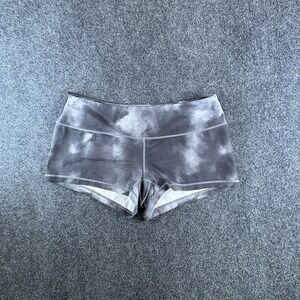Feed Me Fight Me Booty Shorts Womens 33x4 Gray Tie Dye Handprint Activewear